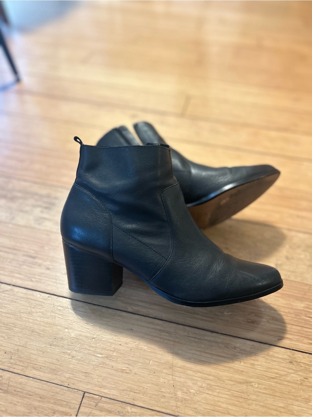 Black Leather Ankle Boots Size 8.5